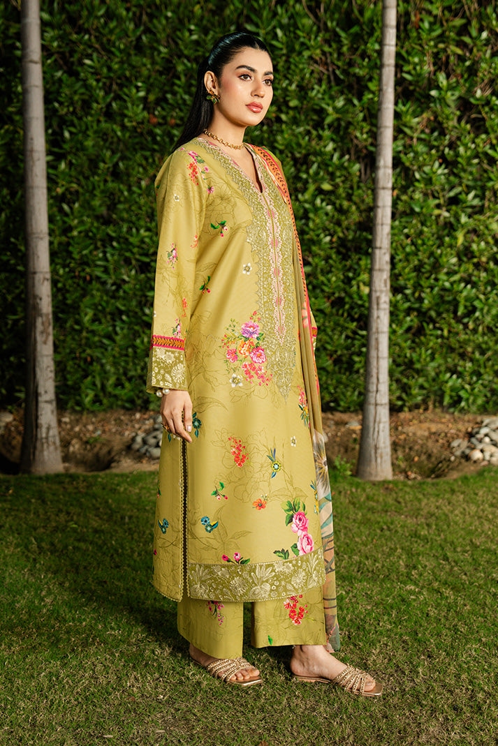 Serene Premium Dahlia Lawn Unstitched 3Pc Suit SL-120 Lime Sorbet