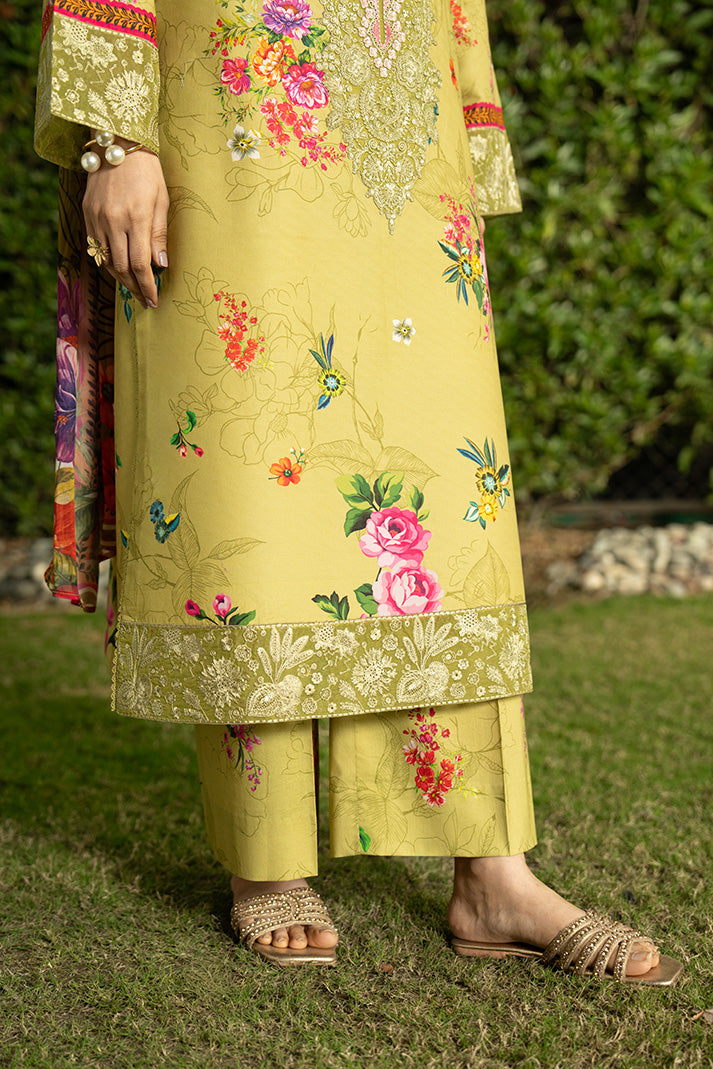 Serene Premium Dahlia Lawn Unstitched 3Pc Suit SL-120 Lime Sorbet
