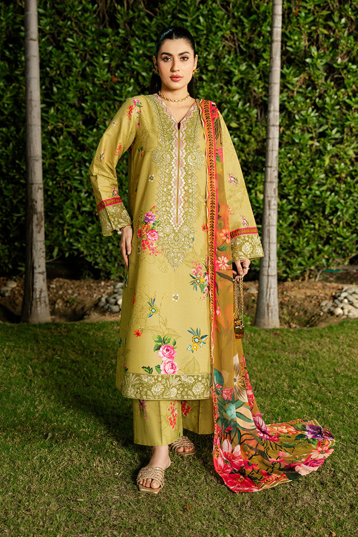 Serene Premium Dahlia Lawn Unstitched 3Pc Suit SL-120 Lime Sorbet