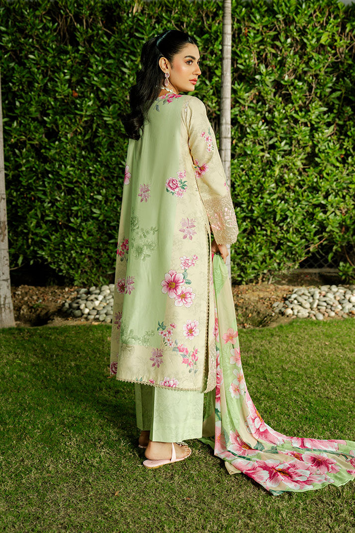 Serene Premium Dahlia Lawn Unstitched 3Pc Suit SL-121 Pistachio Bloom