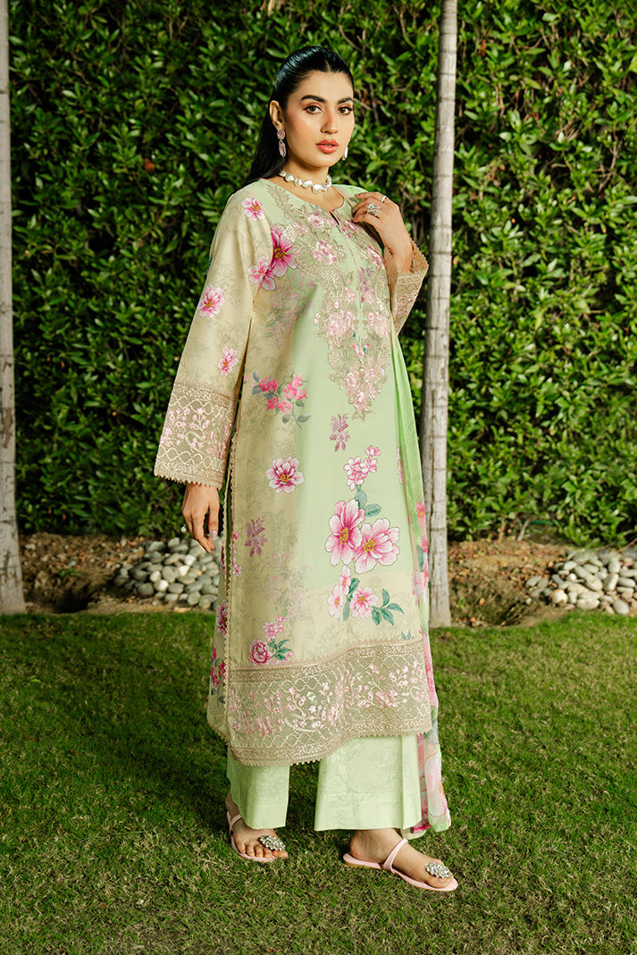 Serene Premium Dahlia Lawn Unstitched 3Pc Suit SL-121 Pistachio Bloom
