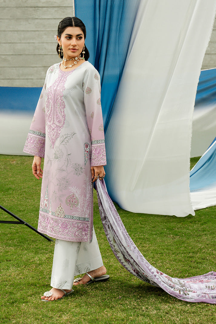 Serene Premium Dahlia Lawn Unstitched 3Pc Suit SL-125 Lavender Mist