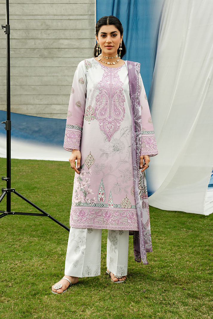 Serene Premium Dahlia Lawn Unstitched 3Pc Suit SL-125 Lavender Mist