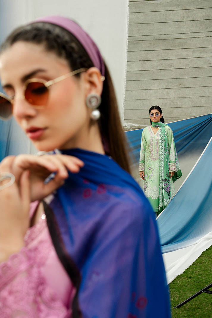Serene Premium Dahlia Lawn Unstitched 3Pc Suit SL-126 Pink Sapphire