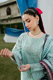 Serene Premium Dahlia Embroidered Lawn Pret 3Pc Suit SL-127 Aqua Serene