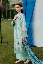 Serene Premium Dahlia Embroidered Lawn Pret 3Pc Suit SL-127 Aqua Serene