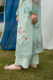 Serene Premium Dahlia Embroidered Lawn Pret 3Pc Suit SL-127 Aqua Serene