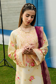 Serene Premium Dahlia Embroidered Lawn Pret 3Pc Suit SL-128 Buttercream Rose