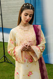 Serene Premium Dahlia Embroidered Lawn Pret 3Pc Suit SL-128 Buttercream Rose