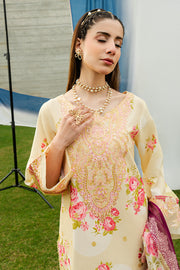 Serene Premium Dahlia Embroidered Lawn Pret 3Pc Suit SL-128 Buttercream Rose