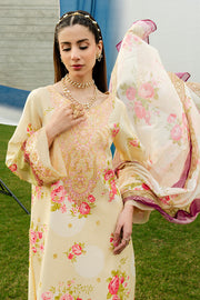 Serene Premium Dahlia Embroidered Lawn Pret 3Pc Suit SL-128 Buttercream Rose