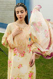 Serene Premium Dahlia Embroidered Lawn Pret 3Pc Suit SL-128 Buttercream Rose