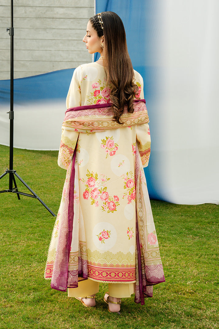 Serene Premium Dahlia Embroidered Lawn Pret 3Pc Suit SL-128 Buttercream Rose