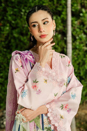 Serene Premium Dahlia Embroidered Lawn Pret 3Pc Suit SL-129 Blush Garden