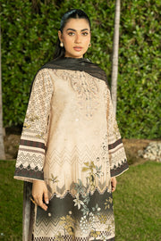 Serene Premium Dahlia Embroidered Lawn Pret 3Pc Suit SL-130 Sand Noir