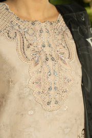 Serene Premium Dahlia Embroidered Lawn Pret 3Pc Suit SL-130 Sand Noir