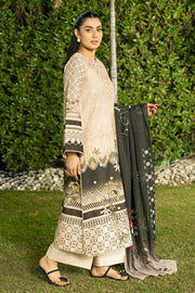 Serene Premium Dahlia Embroidered Lawn Pret 3Pc Suit SL-130 Sand Noir