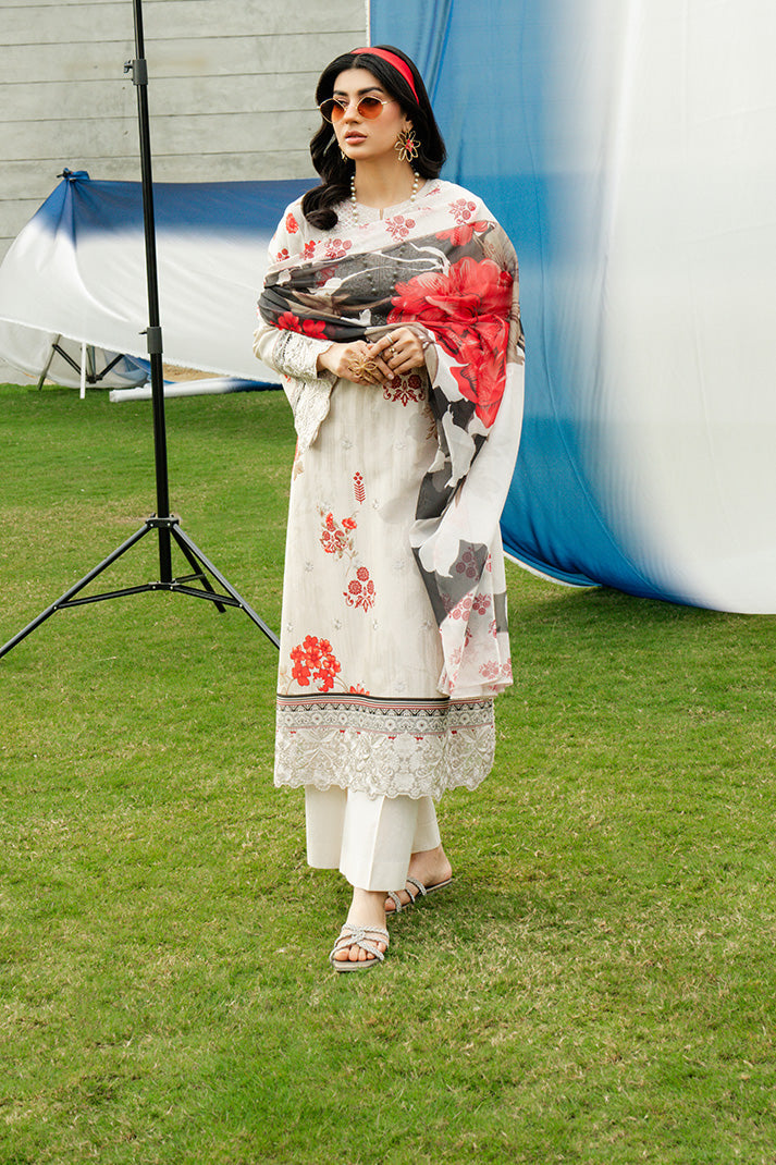Serene Premium Dahlia Embroidered Lawn Pret 3Pc Suit SL-131 Pearl Blossom