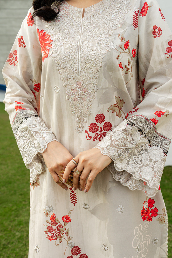 Serene Premium Dahlia Embroidered Lawn Pret 3Pc Suit SL-131 Pearl Blossom