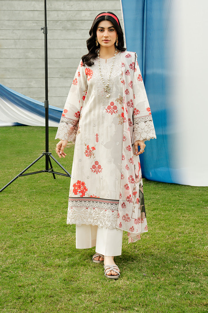 Serene Premium Dahlia Embroidered Lawn Pret 3Pc Suit SL-131 Pearl Blossom