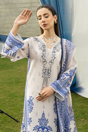 Serene Premium Dahlia Embroidered Lawn Pret 3Pc Suit SL-133 Blue Porcelain