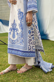 Serene Premium Dahlia Embroidered Lawn Pret 3Pc Suit SL-133 Blue Porcelain
