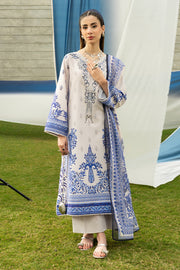 Serene Premium Dahlia Embroidered Lawn Pret 3Pc Suit SL-133 Blue Porcelain