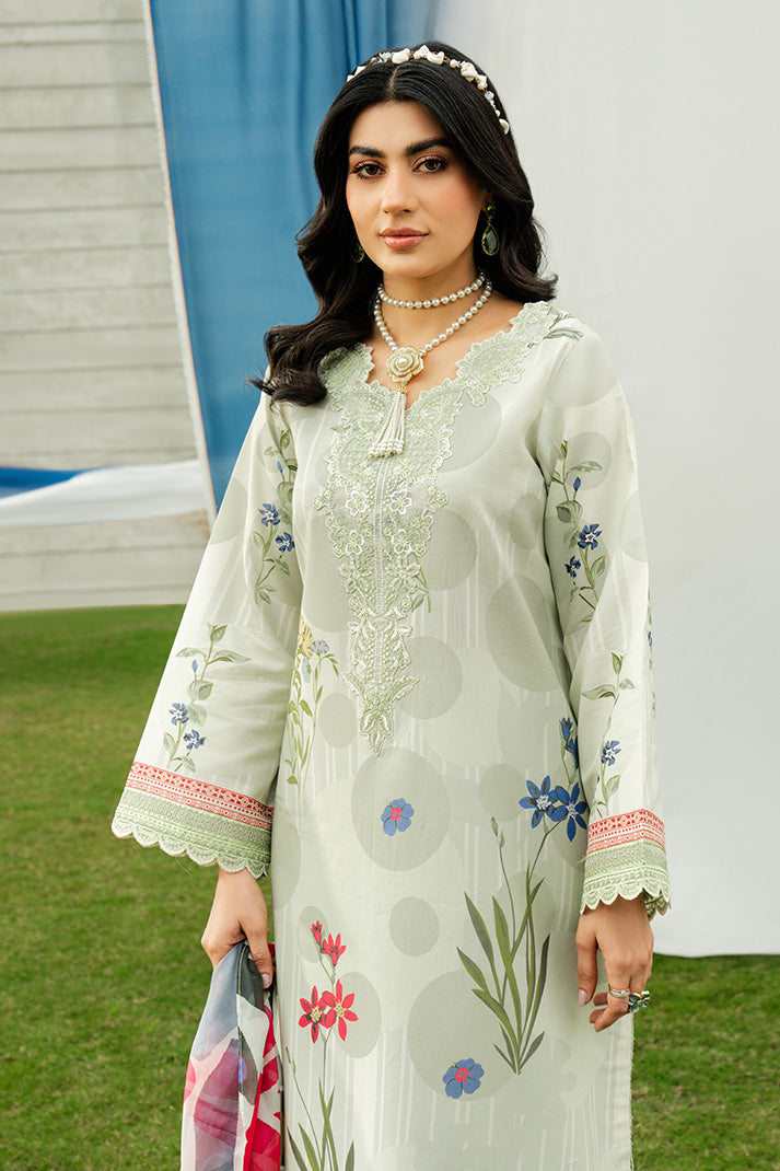 Serene Premium Dahlia Embroidered Lawn Pret 3Pc Suit SL-134 Sage Meadow