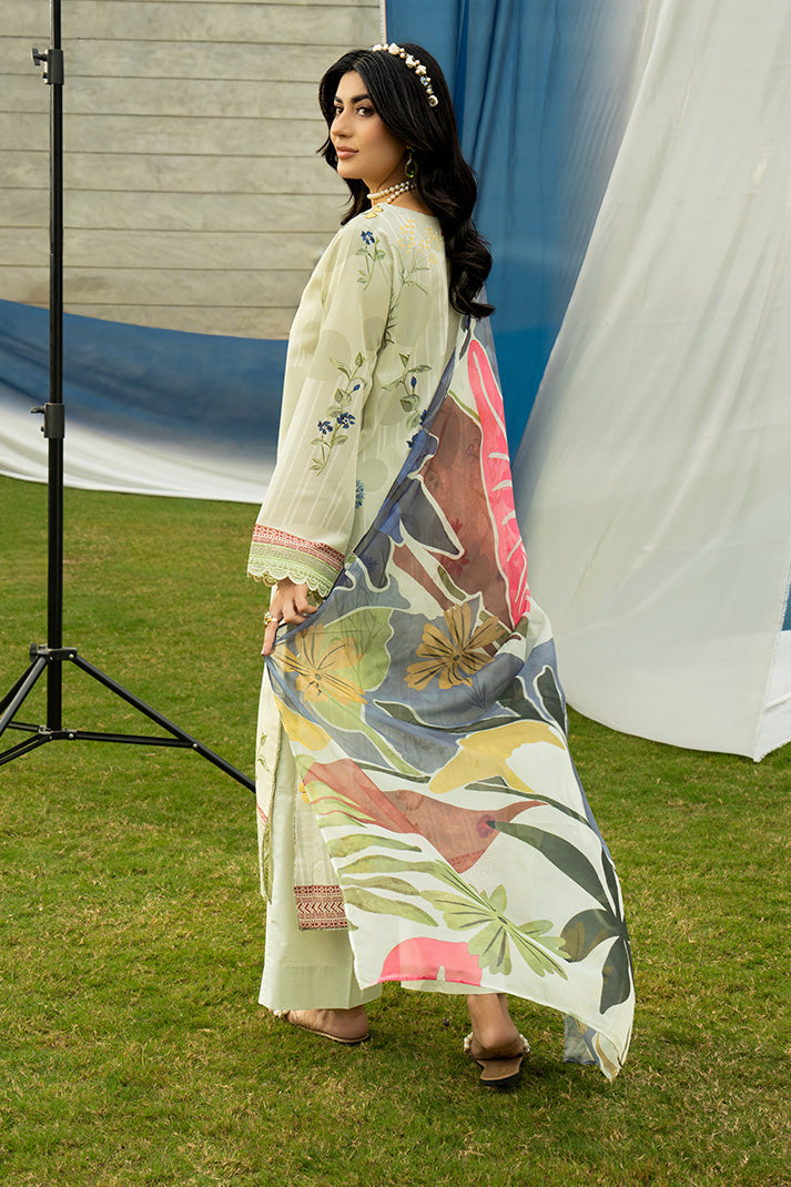 Serene Premium Dahlia Embroidered Lawn Pret 3Pc Suit SL-134 Sage Meadow