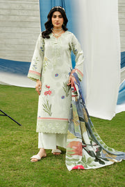 Serene Premium Dahlia Embroidered Lawn Pret 3Pc Suit SL-134 Sage Meadow