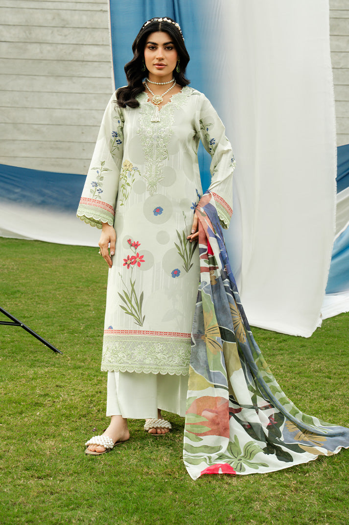 Serene Premium Dahlia Embroidered Lawn Pret 3Pc Suit SL-134 Sage Meadow