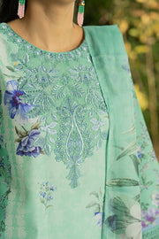 Serene Premium Dahlia Embroidered Lawn Pret 3Pc Suit SL-136 Mint Cascade