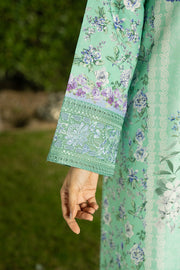 Serene Premium Dahlia Embroidered Lawn Pret 3Pc Suit SL-136 Mint Cascade