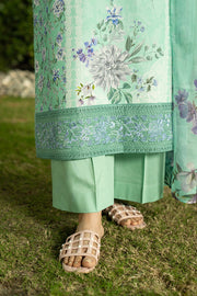 Serene Premium Dahlia Embroidered Lawn Pret 3Pc Suit SL-136 Mint Cascade
