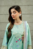 Serene Premium Dahlia Embroidered Lawn Pret 3Pc Suit SL-137 Aqua Fleur