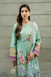 Serene Premium Dahlia Embroidered Lawn Pret 3Pc Suit SL-137 Aqua Fleur