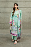 Serene Premium Dahlia Embroidered Lawn Pret 3Pc Suit SL-137 Aqua Fleur