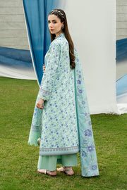 Serene Premium Dahlia Embroidered Lawn Pret 3Pc Suit SL-139 Powder Azure