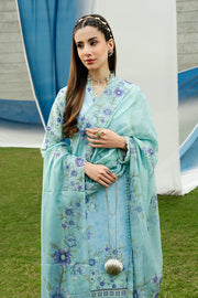 Serene Premium Dahlia Embroidered Lawn Pret 3Pc Suit SL-139 Powder Azure
