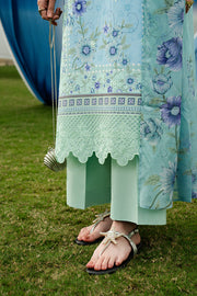 Serene Premium Dahlia Embroidered Lawn Pret 3Pc Suit SL-139 Powder Azure