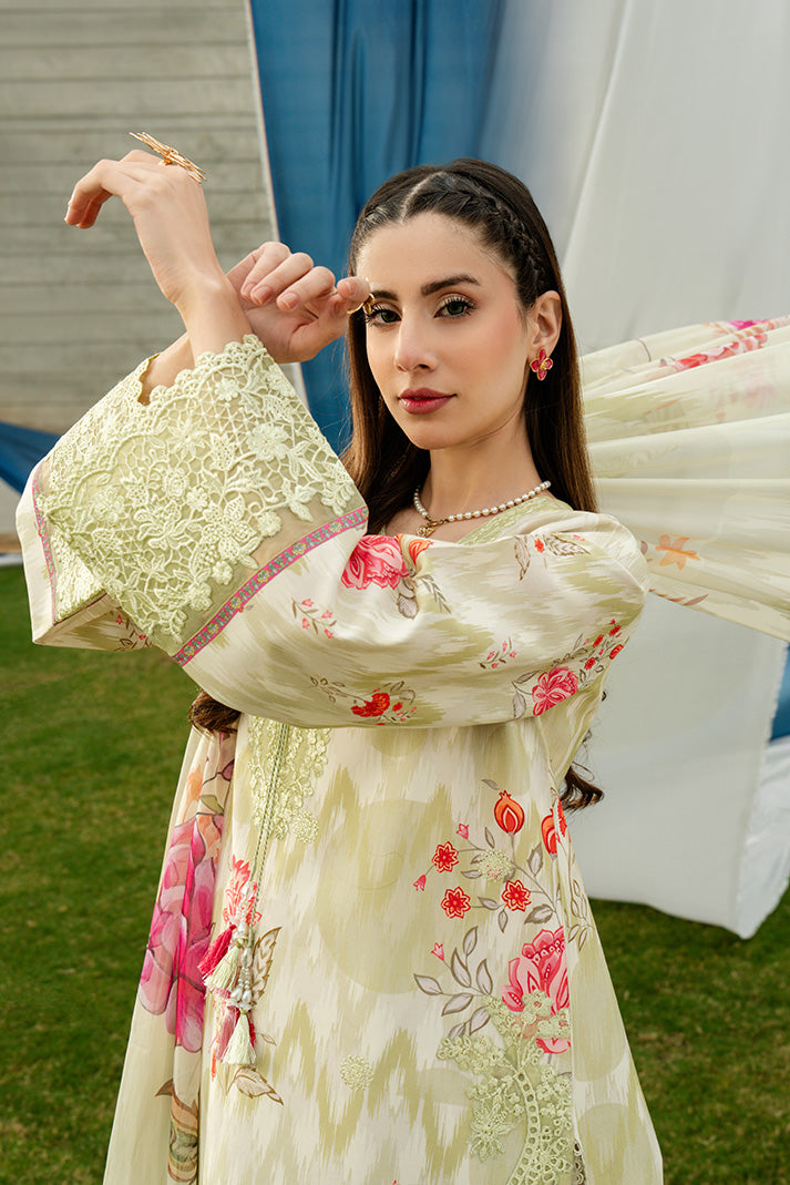 Serene Premium Dahlia Embroidered Lawn Pret 3Pc Suit SL-140 Ivory Jardin