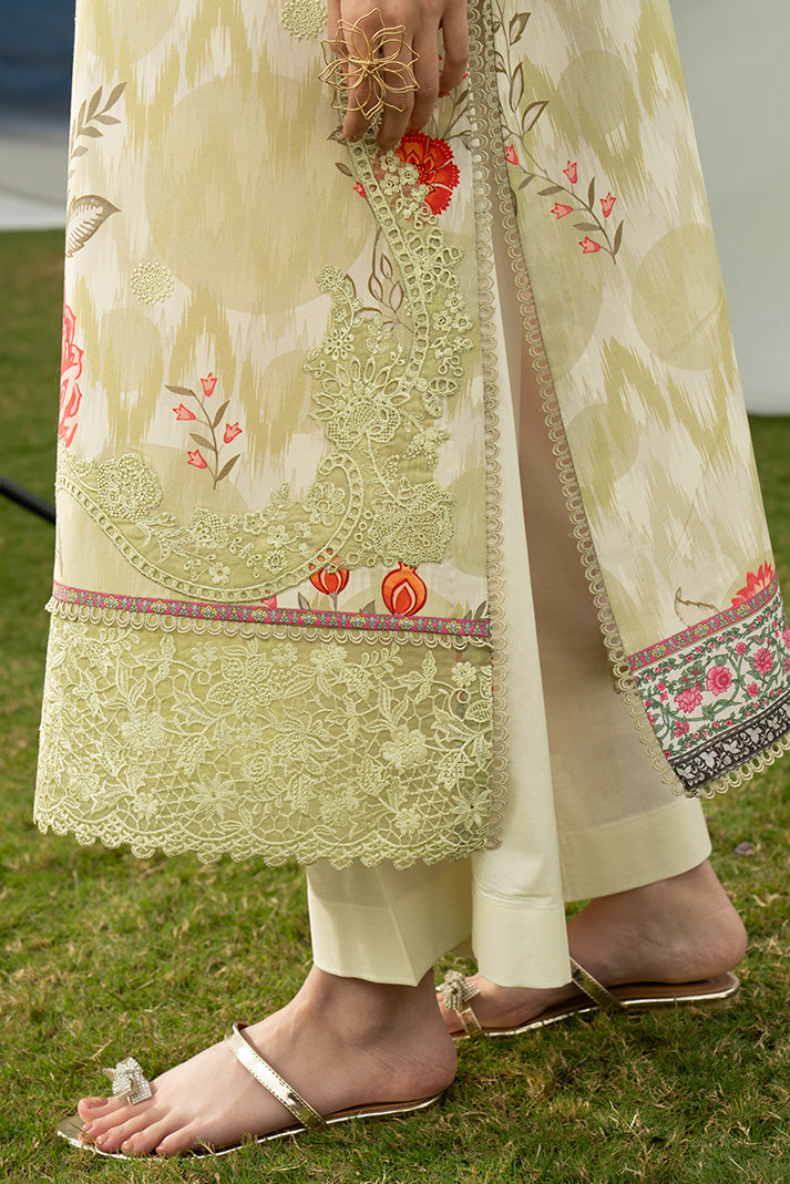 Serene Premium Dahlia Embroidered Lawn Pret 3Pc Suit SL-140 Ivory Jardin