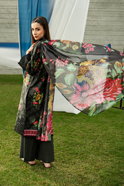 Serene Premium Dahlia Embroidered Lawn Pret 3Pc Suit SL-141 Noir Botanica