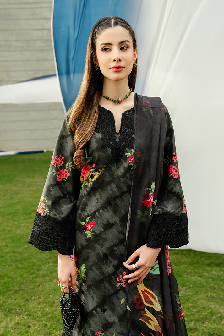 Serene Premium Dahlia Embroidered Lawn Pret 3Pc Suit SL-141 Noir Botanica