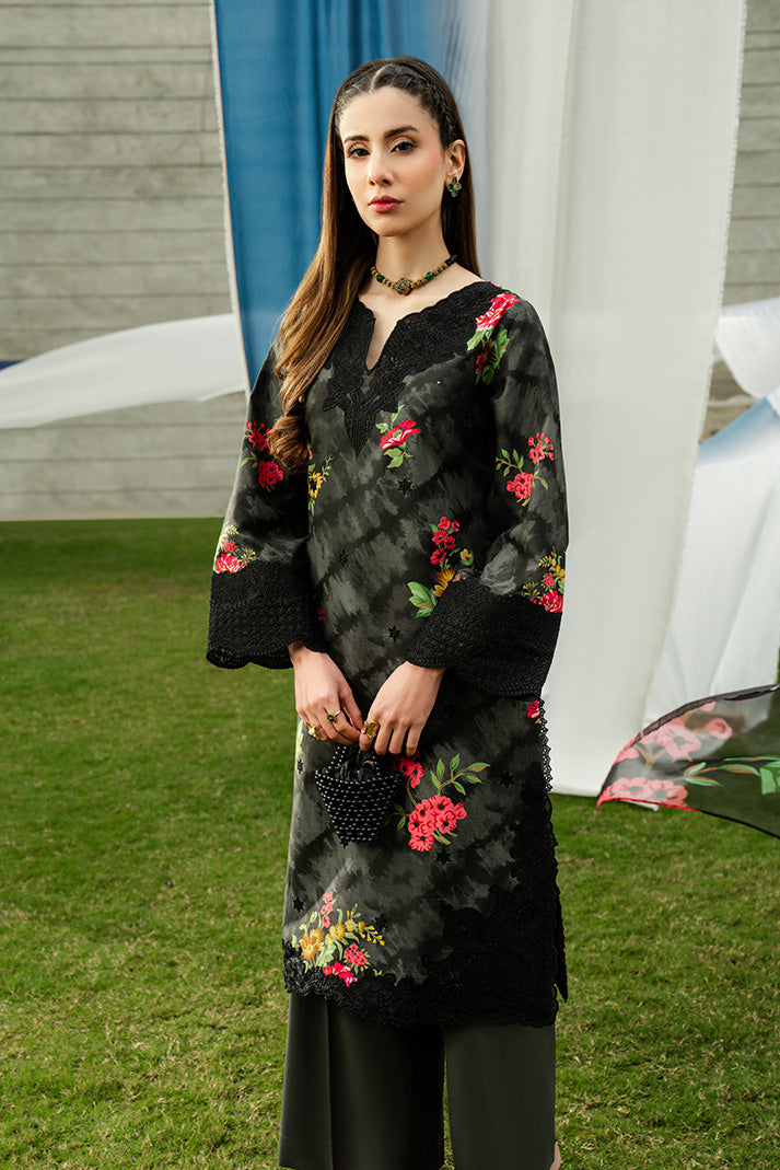 Serene Premium Dahlia Embroidered Lawn Pret 3Pc Suit SL-141 Noir Botanica