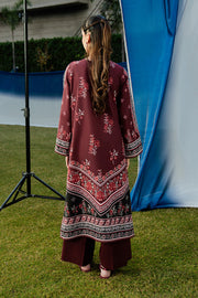 Serene Premium Dahlia Embroidered Lawn Pret 3Pc Suit SL-142 Crimson Rouge