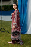 Serene Premium Dahlia Embroidered Lawn Pret 3Pc Suit SL-142 Crimson Rouge