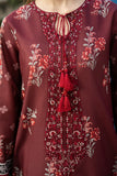 Serene Premium Dahlia Embroidered Lawn Pret 3Pc Suit SL-142 Crimson Rouge