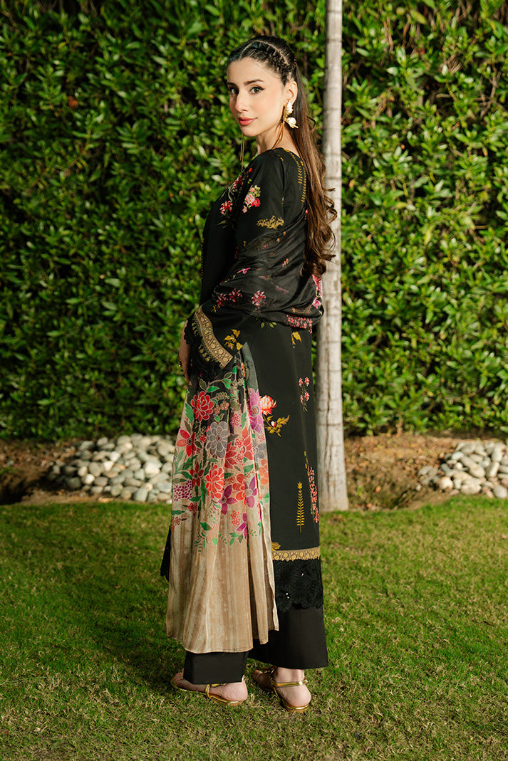 Serene Premium Dahlia Embroidered Lawn Pret 3Pc Suit SL-143 Midnight Blossom