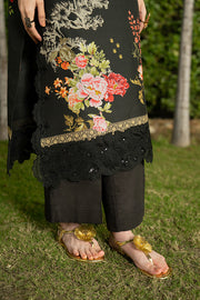 Serene Premium Dahlia Embroidered Lawn Pret 3Pc Suit SL-143 Midnight Blossom